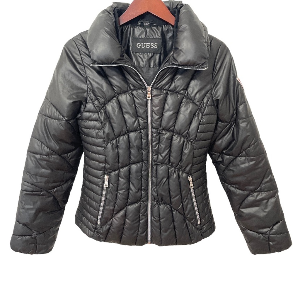 Guess Vintage Y2K Black Puffer Jacket 90’s With Logo